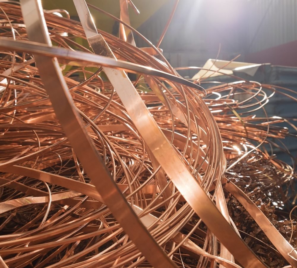 Copper in a scrap metal recycling plant