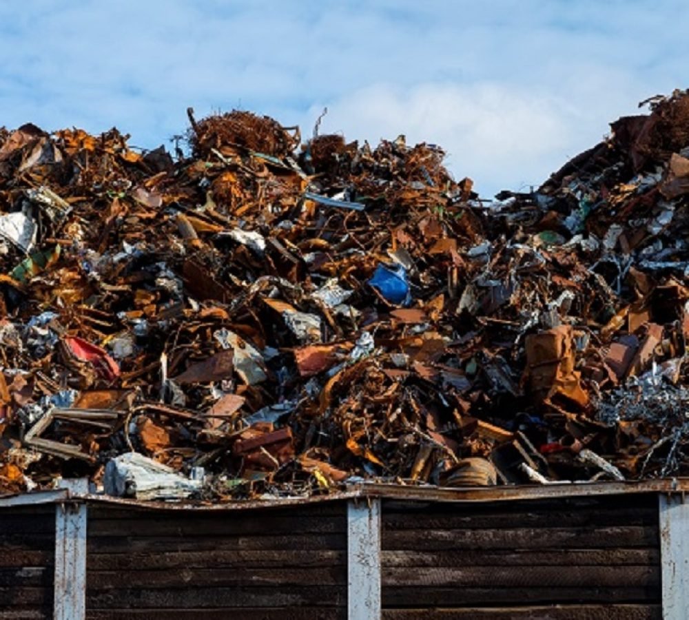 Metal scrap storage in recycling plant. Recycling concept